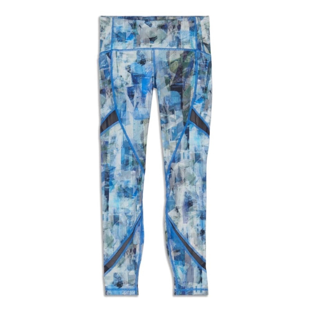 Lululemon On Pace Patterned Cropped Leggings Blue